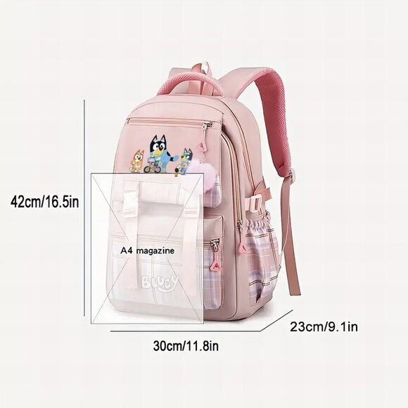 Bluey Backpack Large Shoulder Bag Student travel Waterproof | pink - Picture 3 of 5